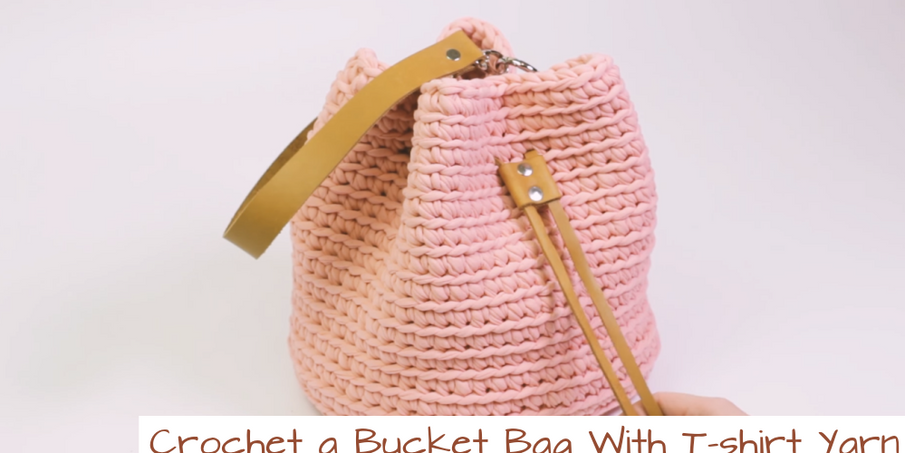 Crochet A Bucket Bag w/ Leather Straps