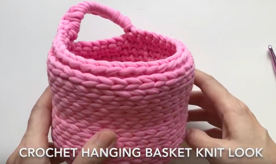 Crochet Hanging Basket Knit Look
